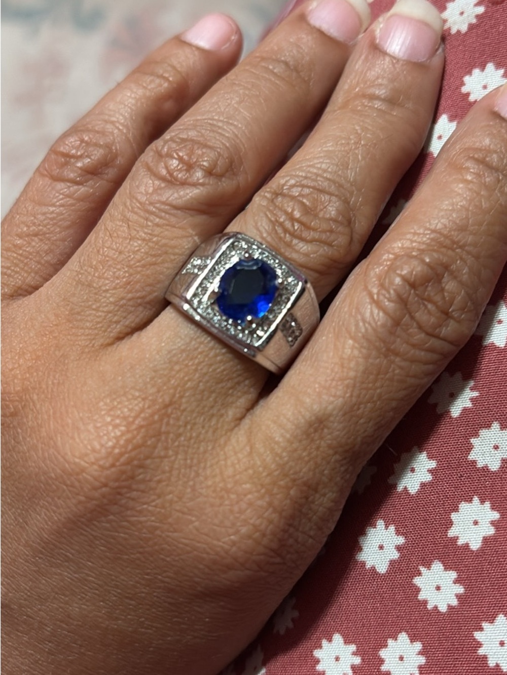 Sterling Silver Blue Gemstone Cocktail Ring